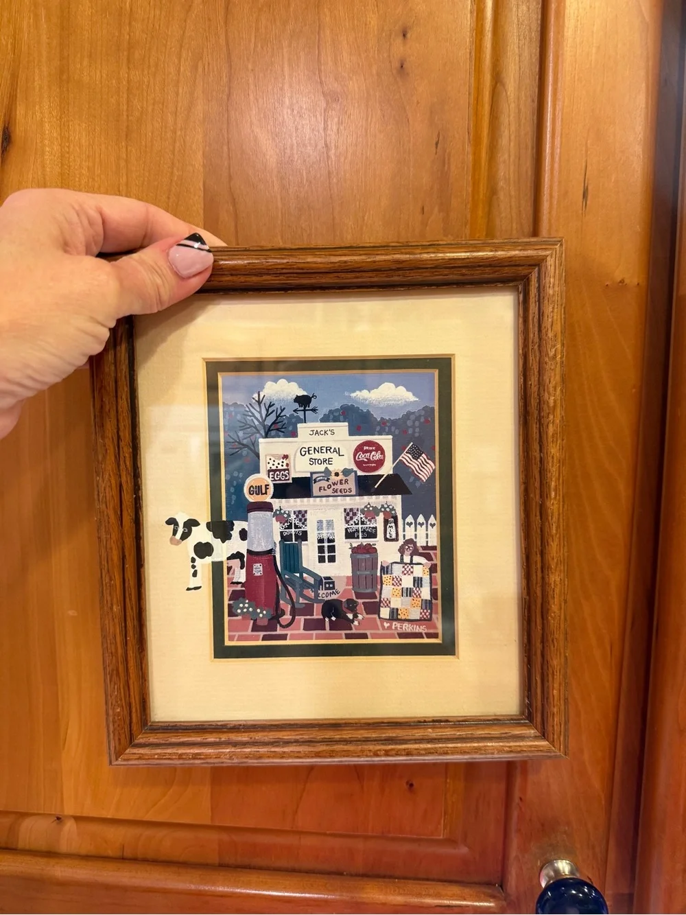 Vintage Donna Perkins Framed Country Farmhouse Print Set Cows Set of 3